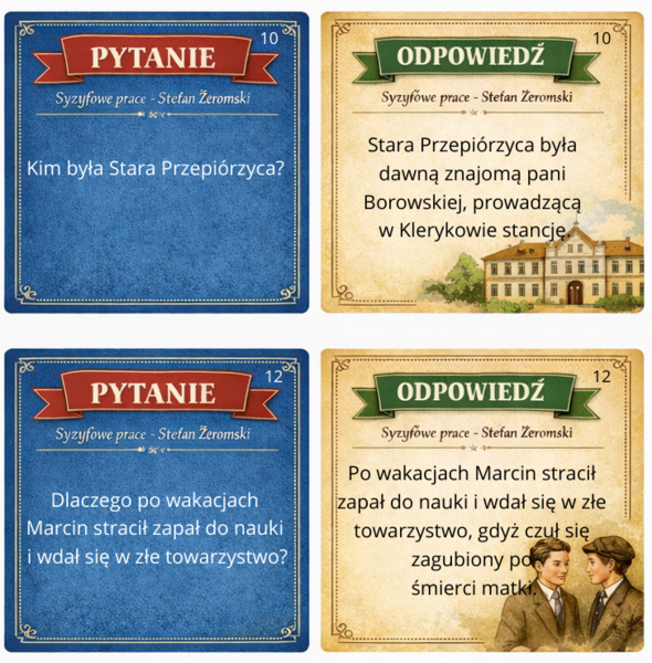 Syzyfowe prace Stefan Żeromski - fiszki z pytaniami i odpowiedziami
