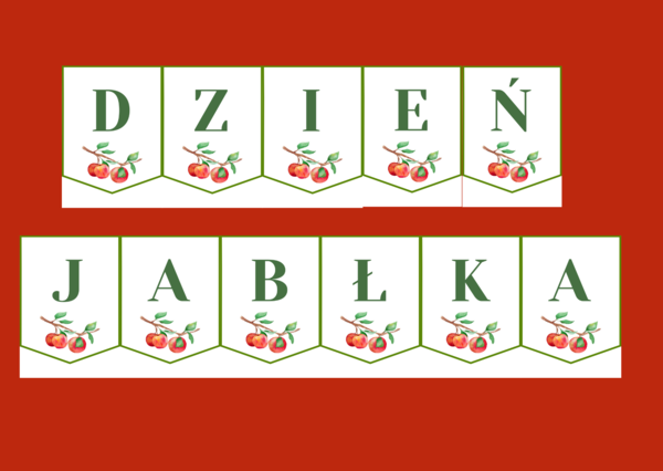 DZIEŃ JABŁKA – girlanda – napis – gazetka – szkoła – wersja 1
