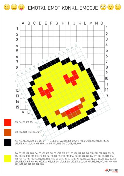 kodowanka EMOTKA 3, emotikon, emocje, buźka, dyktando graficzne, kodowanie