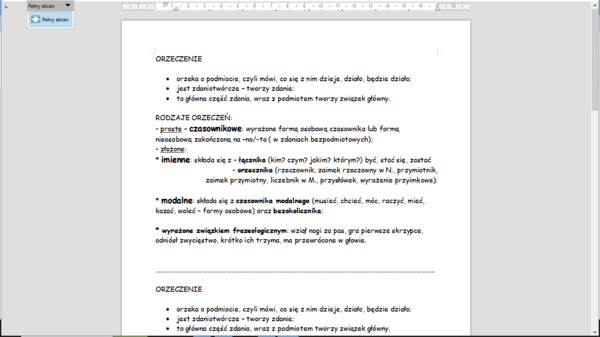 Rodzaje orzeczenia - wklejka do zeszytu