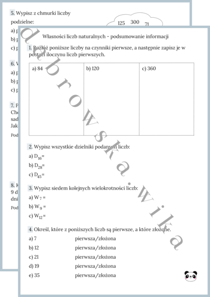 Własności liczb naturalnych - podsumowanie wiadomości