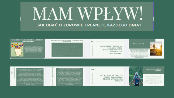 Edukacja Zdrowotna- PREZENTACJA- MAM WPŁYW! JAK DBAĆ O ZDROWIE I PLANETĘ KAŻDEGO DNIA?– kl 8- 16 SLAJDÓW PDF