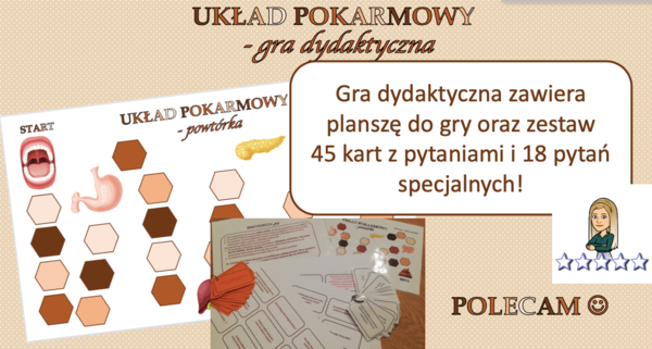 Układ pokarmowy - powtórka w formie gry dydaktycznej