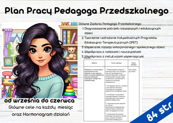 Plan pracy pedagoga przedszkolnego