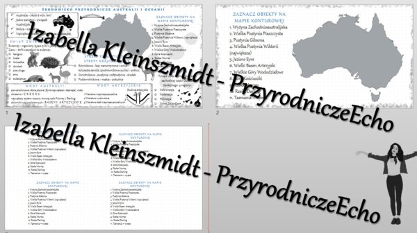 Sketchnotka - notatka „Środowisko przyrodnicze Australii i Oceanii” wykonana w power point do edycji. Geografia 8; „Australia i Oceania”