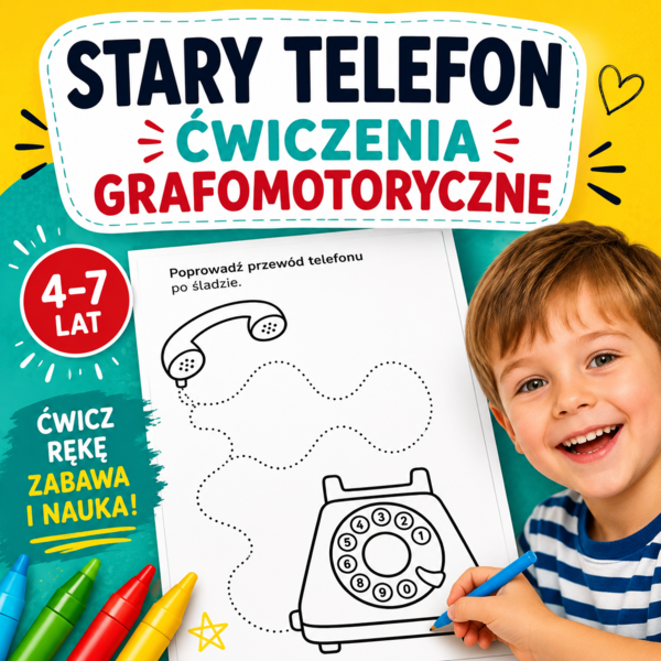 Stary telefon – ćwiczenia grafomotoryczne