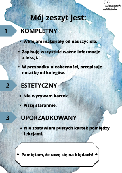 Zasady prowadzenia zeszytu