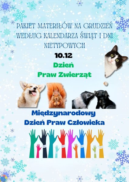 PAKIET MATERIAŁÓW NA GRUDZIEŃ WEDŁUG KALENDARZA ŚWIĄT I DNI NIETYPOWYCH.