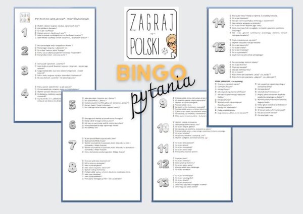 Bingo powtórzeniowe - pytania - egzamin ósmoklasisty