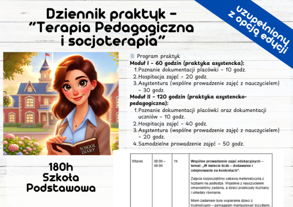 Dziennik praktyk - “Terapia Pedagogiczna i socjoterapia” 180 h