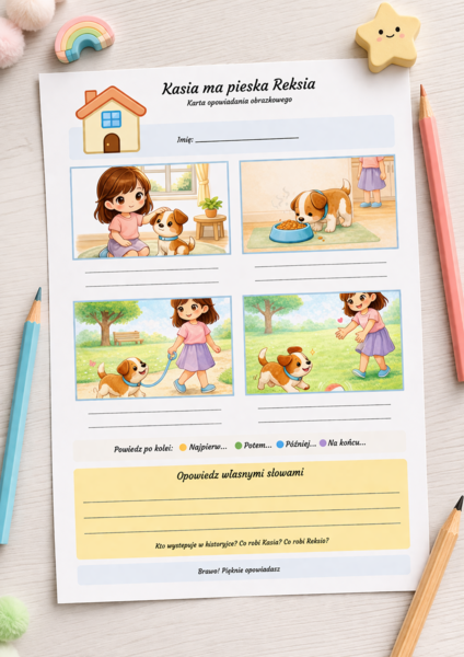 Kasia ma pieska Reksia – karta opowiadania obrazkowego