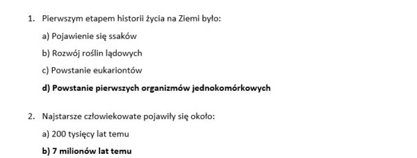 Test- ewolucja człowieka