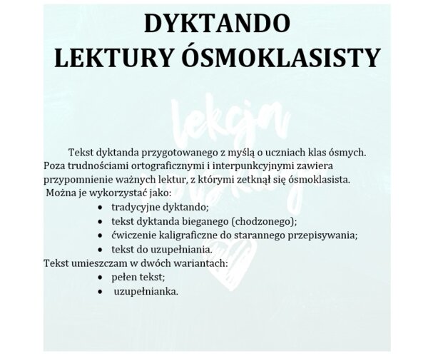 DYKTANDO - LEKTURY ÓSMOKLASISTY