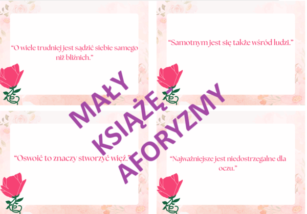 Cytaty "Mały Książę" gazetka klasowa, fiszki, zakładki