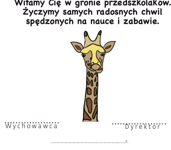 Dyplom pasowania na przedszkolaka - żyrafa