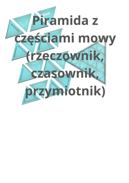 Piramida - części mowy (rzeczownik, czasownik, przymiotnik). Gramatyka Montessori