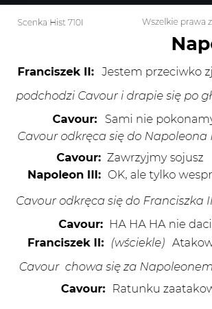 H710 PL role do scenki o zjednoczeniu Włoch - 1 etap