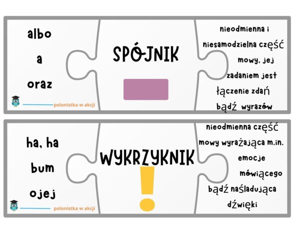 Części mowy z symbolami Montessori puzzle
