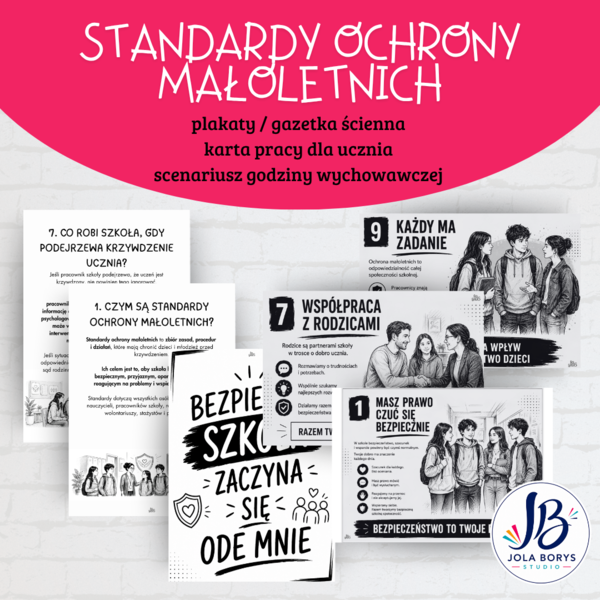 Standardy ochrony małoletnich – godzina wychowawcza: scenariusz, plakaty, karta pracy, prawa ucznia, bezpieczeństwo – klasy 7–8, LO, technikum