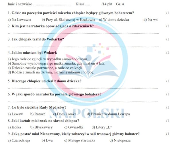 Władca Lewawu - kartkówka z treści lektury