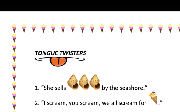 10 łamańców językowych z kluczem. W miejsca rysunków należy podstawić wyraz