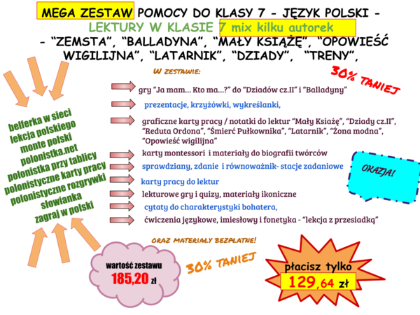 Zestaw do klasy 7 - język polski