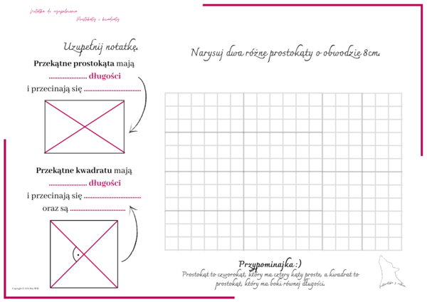 Prostokąty i kwadraty - notatka do uzupełnienia