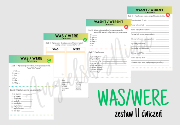 Was / were - Past Simple - odmiana czasownika być - ćwiczenia dla początkujących - angielski