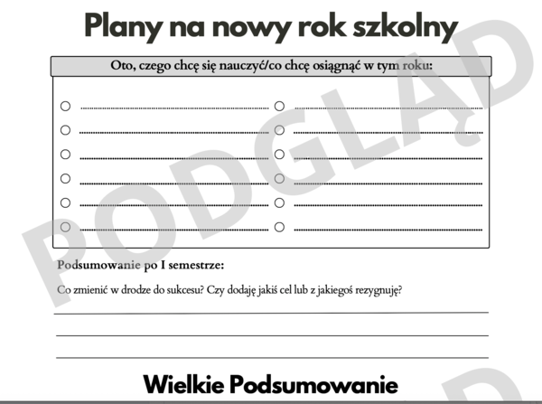 Plany na nowy rok szkolny