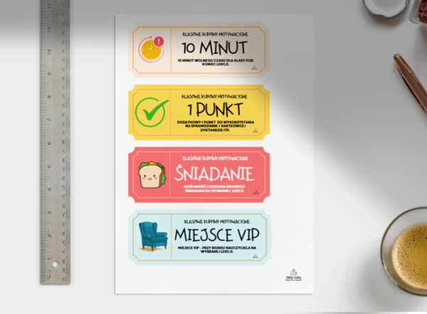 Bilety, vouchery, nagrody klasowe (klasy młodsze) - gotowe do wydruku!