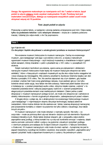 Zadania maturalne z j.polskiego - Język polski w użyciu