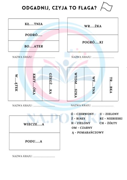 Odgadnij, czyja to flaga? - ćwiczenie ortograficzne