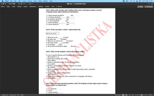 Praca- ćwiczenia powtórzeniowe dla ósmoklasistów i nie tylko