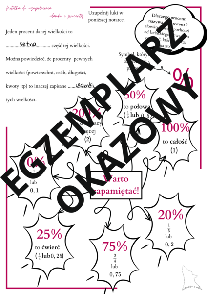 Ułamki i procenty - notatka do uzupełnienia