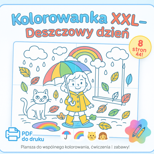 Kolorowanka XXL „Deszczowy dzień”
