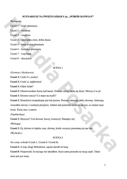Scenariusz przedstawienia na święto szkoły pt. "Wśród Słowian"