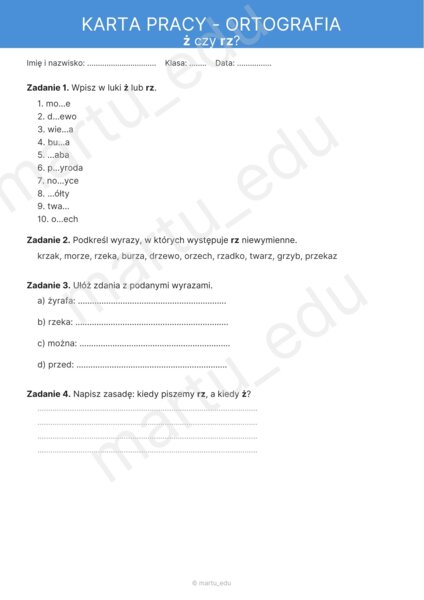 Ortografia ż lub rz