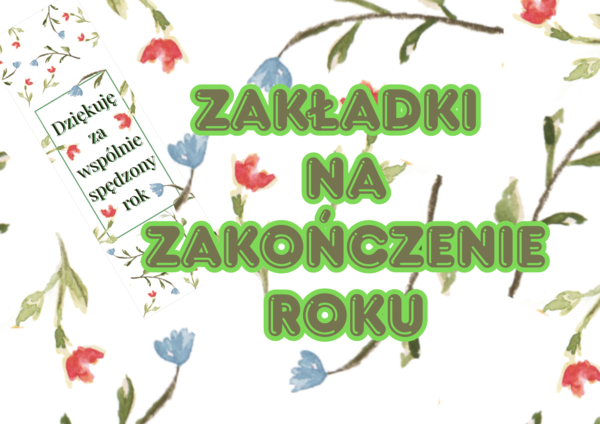 Zakładki na zakończenie roku, dwustronne, podziękowanie