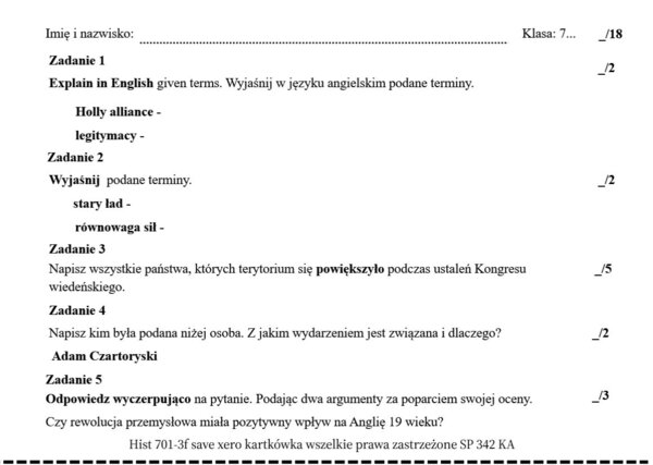 Hist kartkówka z tematów 1,3 i 4 z podręcznika GWO