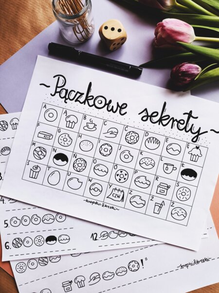 TŁUSTY CZWARTEK - ZESTAW MATERIAŁÓW: "Pączkowe sekrety" - zaszyfrowane hasła, "BYSTRE OCZKO" - TŁUSTY CZWARTEK, TŁUSTY CZWARTEK - gra "WYTURLAJ PĄCZUSIA"