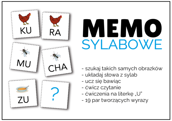 MEMO Sylabowe – 19 par tworzących wyrazy z literką „U”