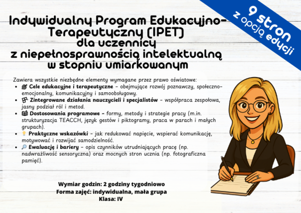Indywidualny Program Edukacyjno–Terapeutyczny (IPET) - niepełnosprawność w stopniu umiarkowanym .
