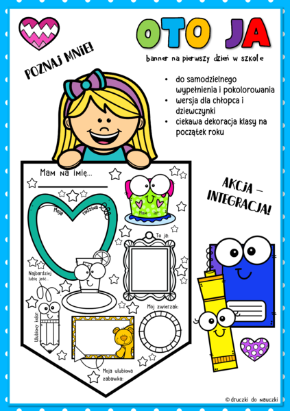 Oto ja - banner na pierwszy dzień w szkole