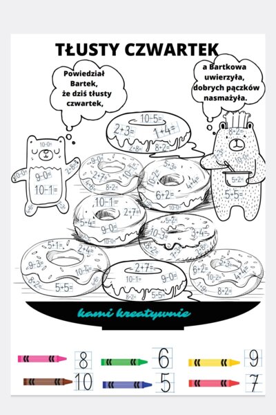 Tłusty czwartek - dodawanie i odejmowanie w zakresie 10