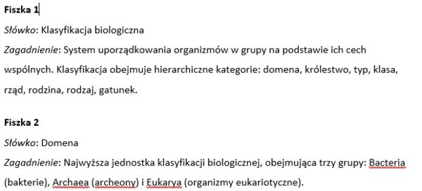 Fiszki- różnorodność życia (klasyfikacja organizmów, bakterie, wirus, protisty)