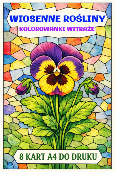 WIOSENNE KWIATY (ROŚLINY) – kolorowanka A4 (8 kart pracy PDF); mozaika; witraż; dekoracja; gazetka; plastyka; świetlica