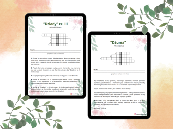 Krzyżówki - Dziady cz. III, Lalka, Wesele, Przedwiośnie, Dżuma