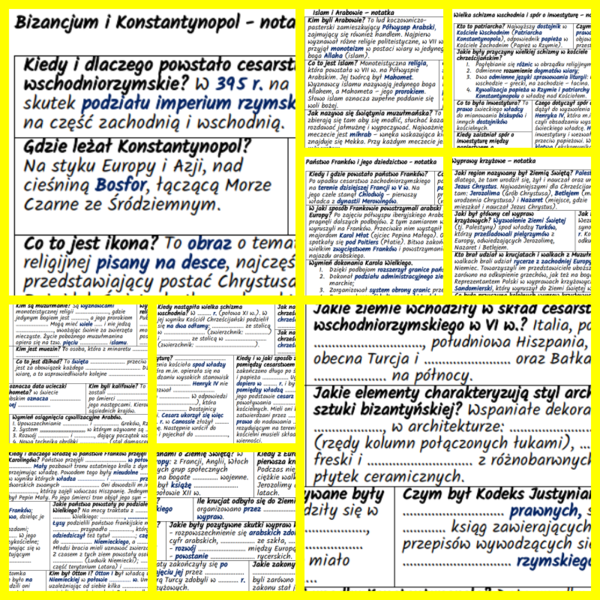 Europa i Bliski Wschód we wczesnym średniowieczu – komplet notatek i kart pracy