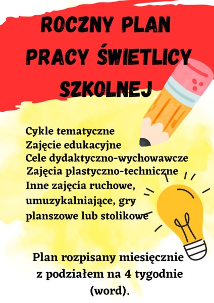 Plan pracy świetlicy szkolnej