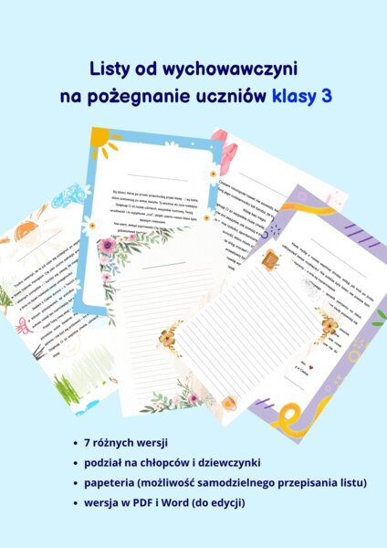Listy od wychowawczyni na pożegnanie klasy